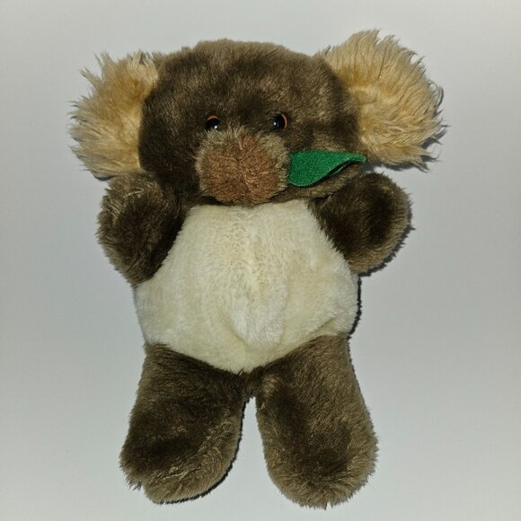 VTG Brown Koala Bear Hand Puppet Plush 9.5" Stuffed Animal Toy Eucalyptus Leaf - Picture 1 of 8